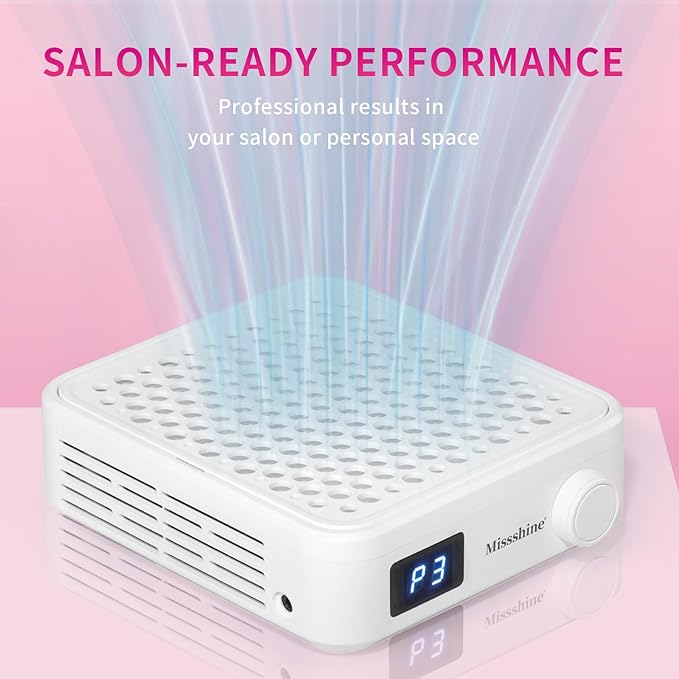 Missshine Nail Dust Collector with Adjustable Suction Power，Mini Vacuum Nail fan Dust Collector With Reusable Filter for Girls-Velvo Beauty