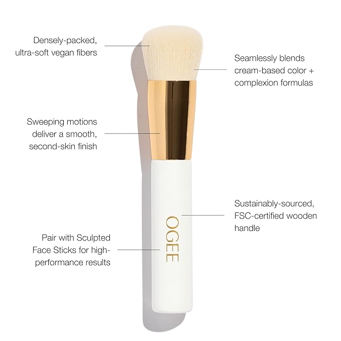 Ogee Blender Brush - Professional Quality Makeup Brush - Ultra-Soft Foundation Brush with Vegan Bristles for Flawless Makeup Application-Velvo Beauty