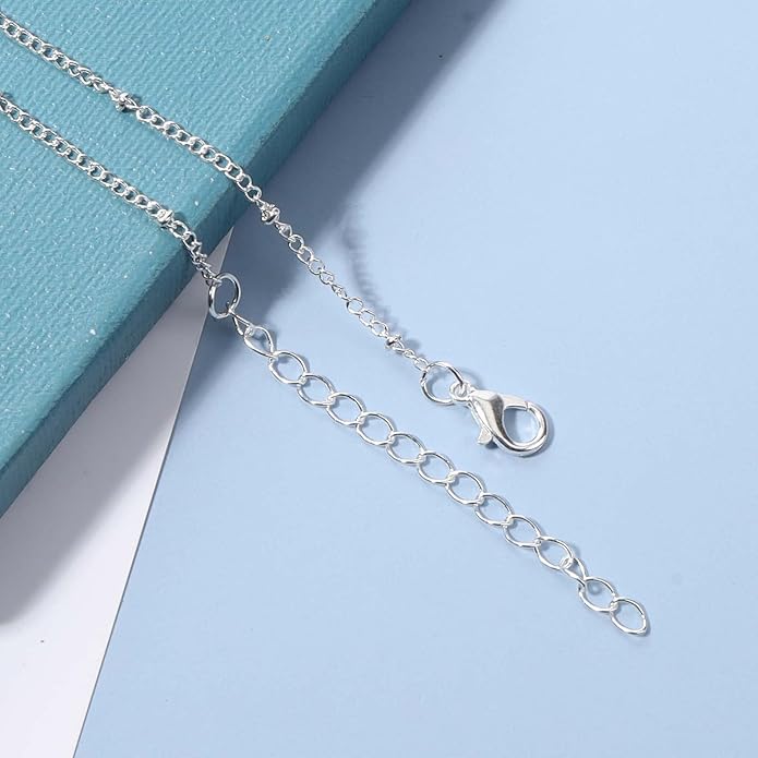 Boho Lava Stone Necklace Chain Silver Layered Chain Y Necklace Lava Bead Lariat Necklace Anxiety Essential Oil Diffuser Necklace Jewelry for Women-Velvo Beauty