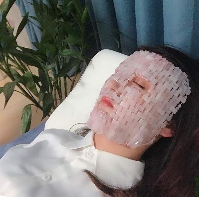 Jade Ice Sleeping Mask, Jade Mask for Relieving Face & Eye Puffiness Migraine, Anti Wrinkle Mask Therapy, Yoga Meditation Tools (Rose Quartz)-Velvo Beauty