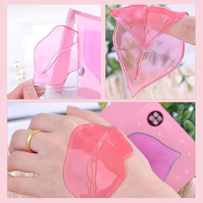 Eakroo 30 Pairs Collagen Crystal Pink Lip Masks, Collagen Lip Pads for Dry and Cracked Lips, Moisturizing Lip Care Gel Pads Remove Dead Skin, Minizes Lip Fine Lines, Lighten Lips, Plump Your Lips-Velvo Beauty