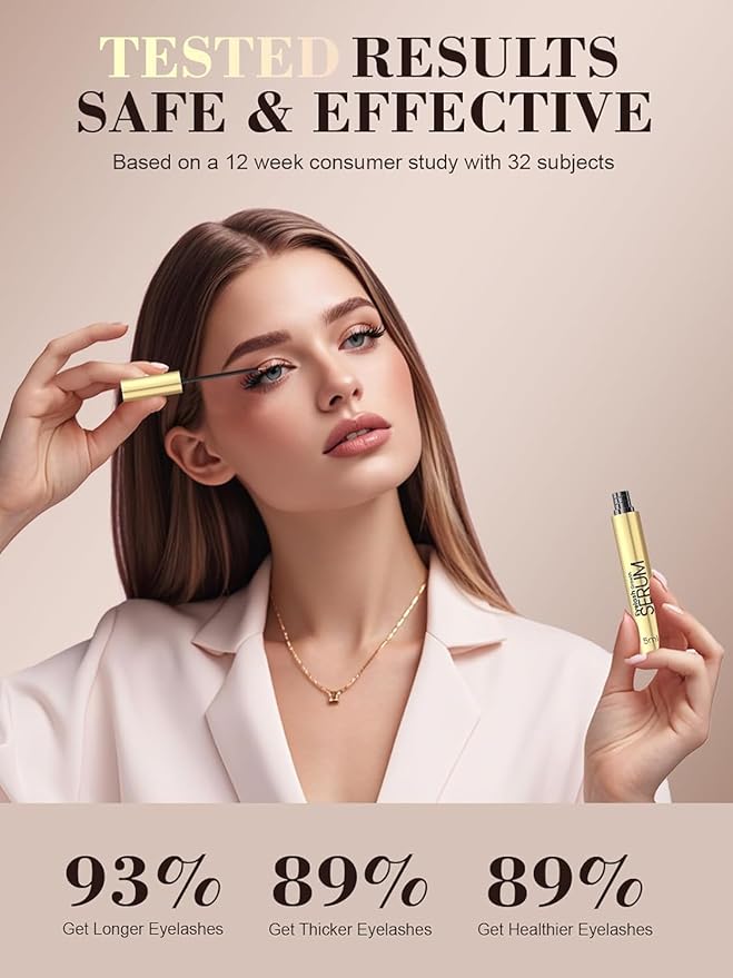 Lash Serum for Eyelash Growth - Natural Lash Enhancing Treatment for Thicker Longer Fuller Looking Eyelashes & Advanced Formula Vegan & Cruelty-Free for Sensitive Eyes, Nightly Use Girls (5ML)-Velvo Beauty