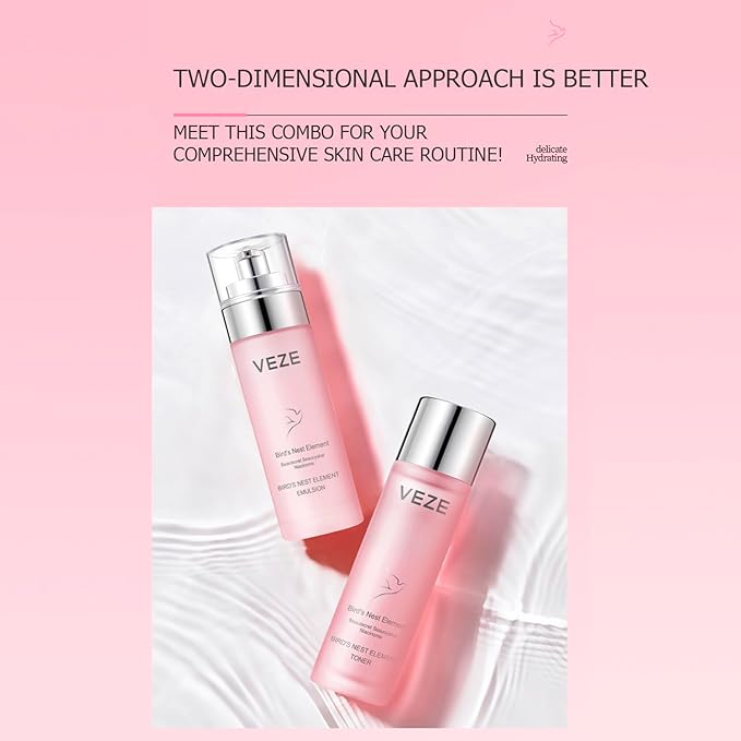 VENZEN Bird's Nest Element Beautecret Seaucysket Niacinome Set Moisturizing Body Face Hand Skincare Delicate Hydration Toner Emulsion 2Pcs Gift Box-Velvo Beauty