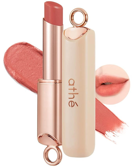 ATHÉ Authentic Airy Lip Balm 01 DRIZZLE, Korean Vegan Color Lip Blam, Flake-Free Slim Fit Lips, Silky Powdery Finish & Air-like Blurring with Vibrant Colors, 0.11oz.-Velvo Beauty