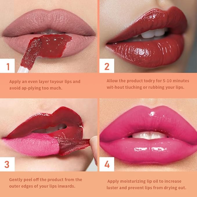 Hot Fuchsia Peel Off Lip Gloss Tattoo and Lip Oil, Lip Stain Peel Off Masque - Peel Off Lip Tint ,Long Lasting Waterproof Transfer-proof Lip Mask Lip Gloss Peel Off Lip Liner,Stay Lip Makeup 03#-Velvo Beauty