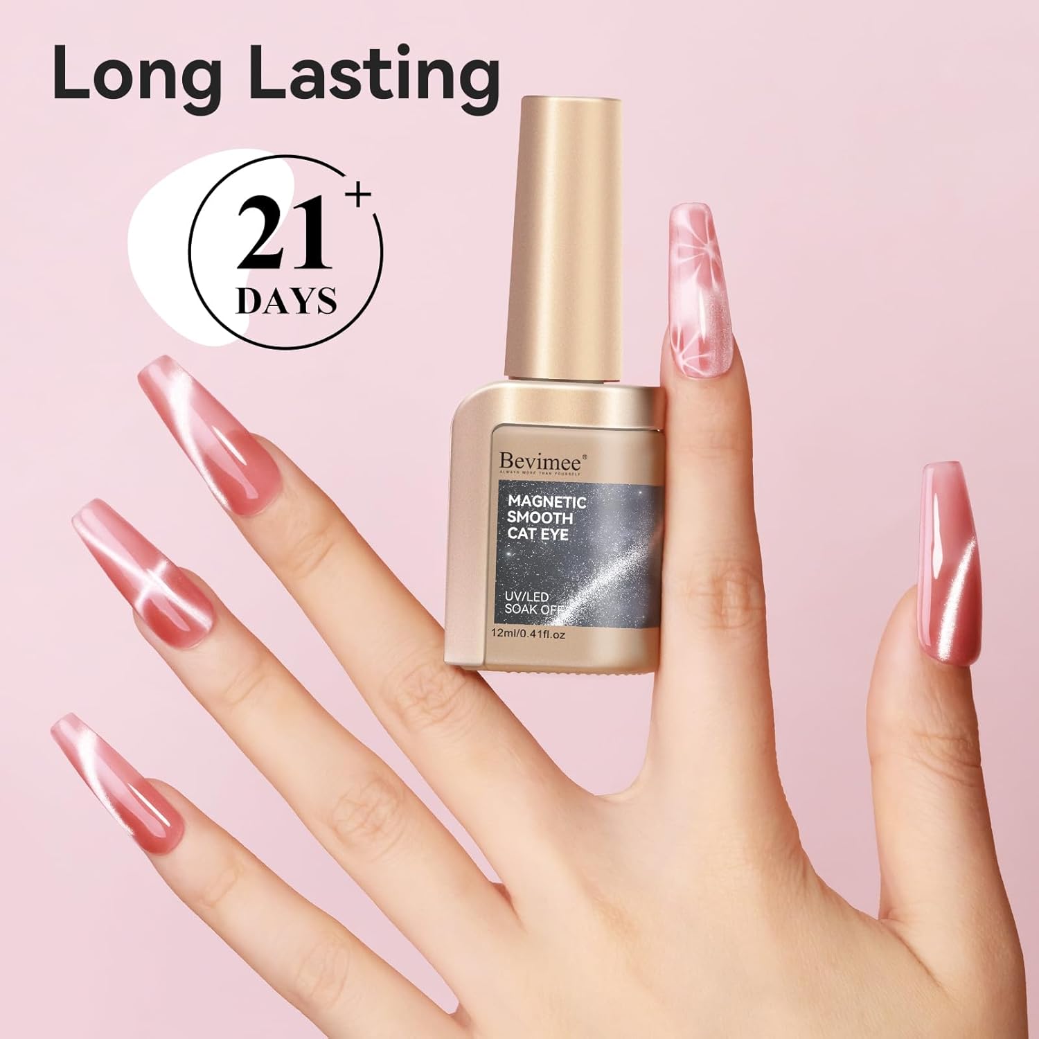 Cat Eye Gel Nail Polish Nude Pink, Moonlight Cateye Polish Crystal Mirror Gloss Magnetic Nails Gel Glitter Holographic Cats Eye Nail Velvet 1PC-Velvo Beauty