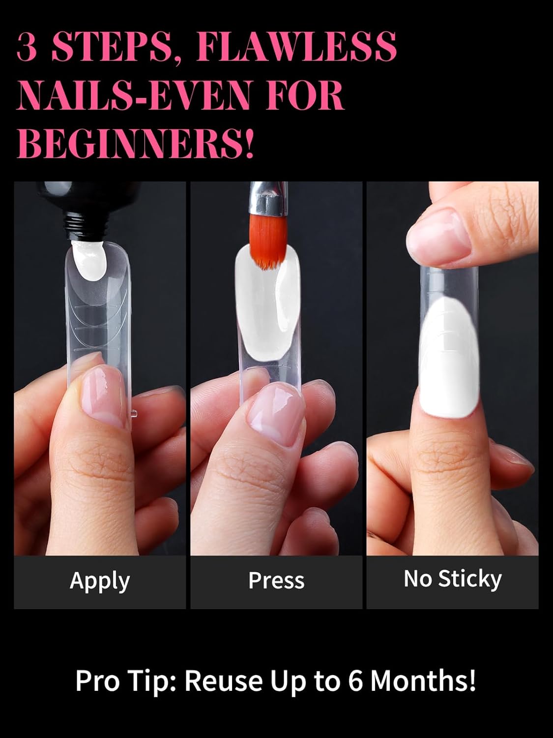 EBANKU Dual Nail Forms for Poly Extension Gel, 150 PCS Pink Nail Molds Reusable 15 Sizes Nail Extension Forms for Builder Gel Manicure Design Salon DIY-Velvo Beauty