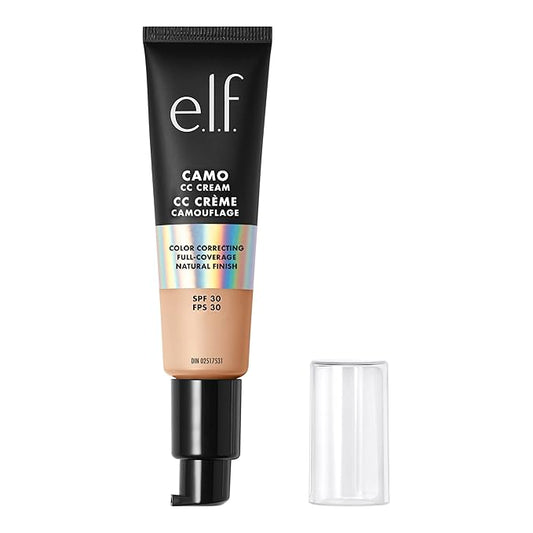 e.l.f. Camo CC Cream, Color Correcting Medium-To-Full Coverage Foundation with SPF 30, Light 210 N, 1.0 Oz (30g)-Velvo Beauty