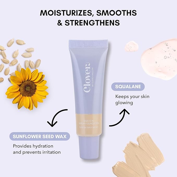 Clover Skin Is In Serum Foundation | Hydrating Face Serum, Lightweight Foundation, Cruelty-Free & Vegan | With Squalane And Sunflower Seed Wax | 30 ml - Shade 02 (Fair)-Velvo Beauty