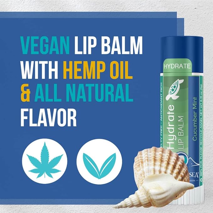 Stream2Sea Hydrate Lip Balm Set, Cherry Vanilla, Naturally Naked and Cucumber Mint Reef Safe Lip Balms, Nourishing and Moisturizing Indoor Lip Balm For Daily Use, Paraben Free-Velvo Beauty