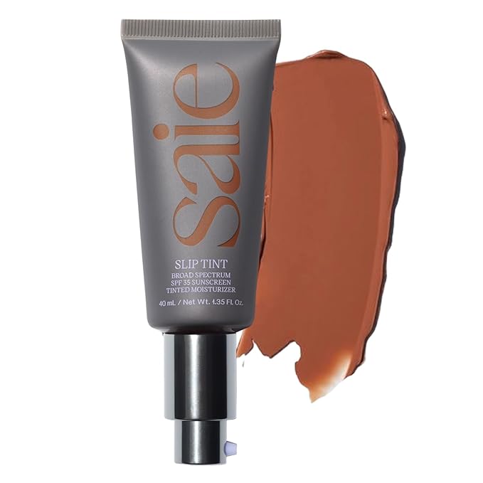 Saie Slip Tint Tinted Moisturizer with SPF 35 - Light Coverage, Glowy Skin Tint & Mineral Sunscreen for Face with Hydrating Hyaluronic Acid - Summer Makeup Essential - Shade Eight (1.35 oz)-Velvo Beauty