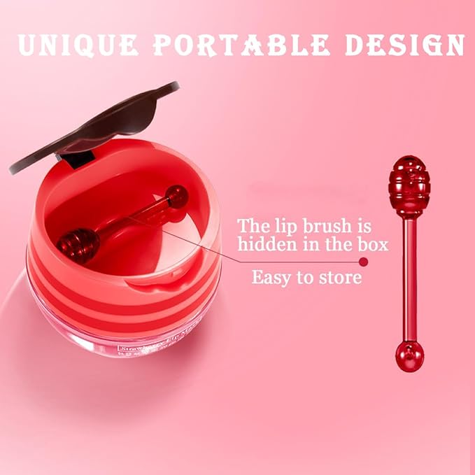 Bee Lip Balm Honey Pot, 4 Pcs Strawberry & Honey Lip Masks Hydrating Prevention Dry and Cracked Lip Scrubs Exfoliator (2 x Strawberry & 2 x Honey)-Velvo Beauty
