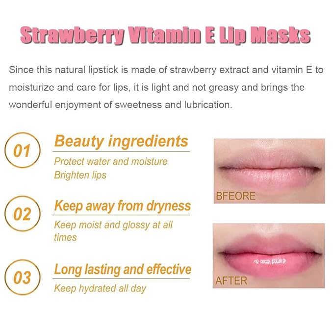 Strawberry Lip Balm Honey Pot, Hydrating Prevention Dry and Cracked Lip Scrubs Exfoliator, Reduces Lip Lines, Moisturizing Lip Balm Sleeping Lip Mask-Velvo Beauty