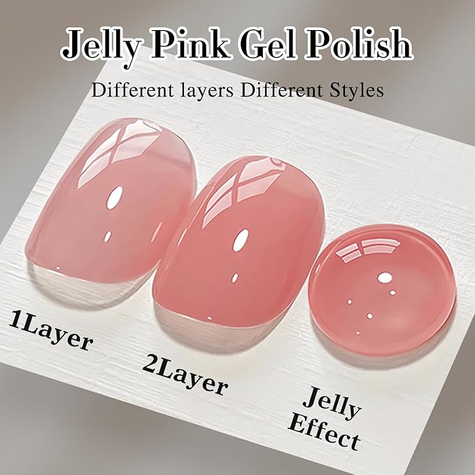 Double Rhythm Translucent Gel Polish Sheer Neutral Natural Light Milky Same Color Same Bottle 15ML Jelly Nail Polish Nail Art DIY at Home (Nude Milky Pink-A1384)-Velvo Beauty