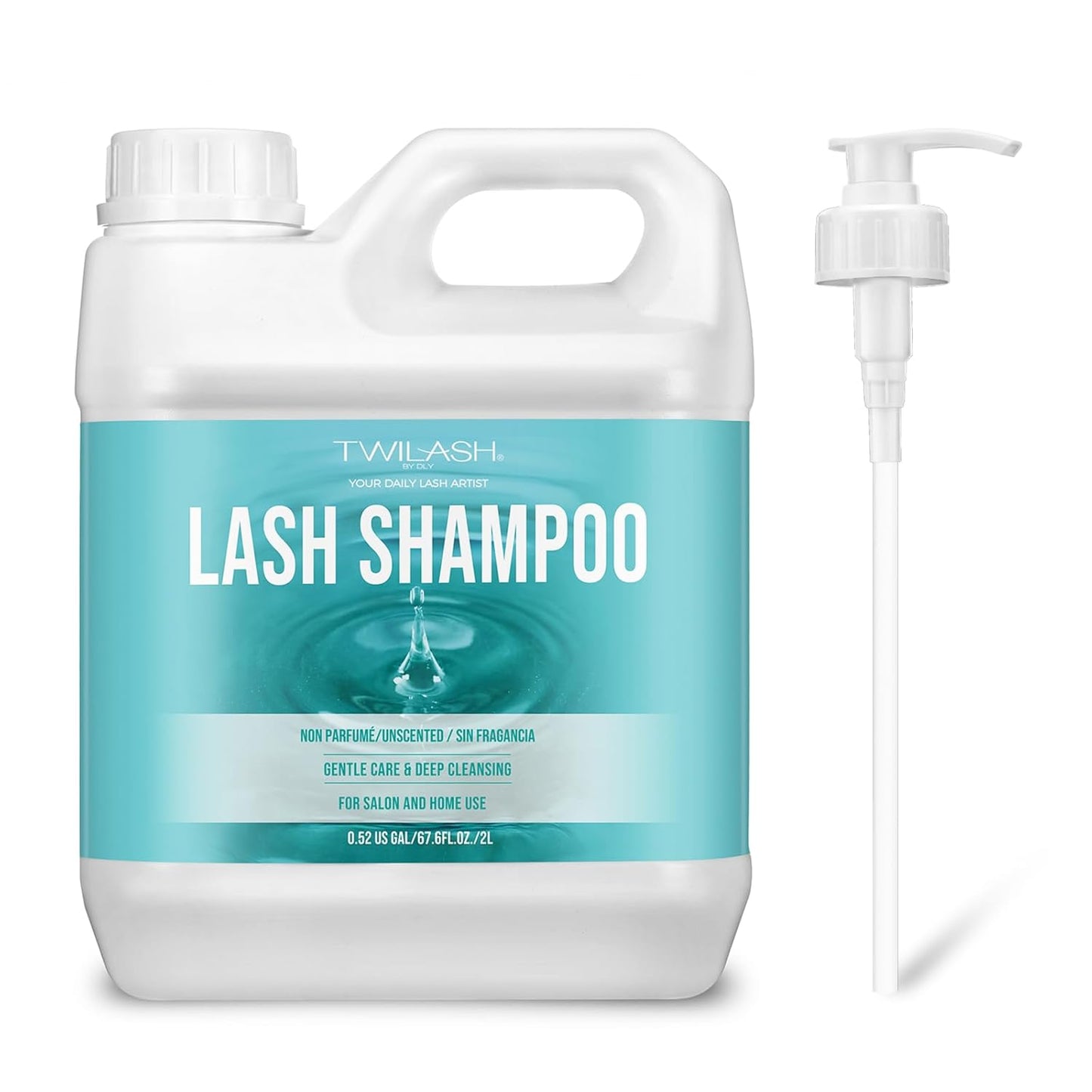Lash Shampoo Bulk, Eyelash Cleanser for Extensions 2 Liters, Dispenser Pump, Safe Makeup Remover, Non-irritating or Burning Eyelid Foaming Cleanser for Professional Salon and Home Use (Unscented-2L)-Velvo Beauty