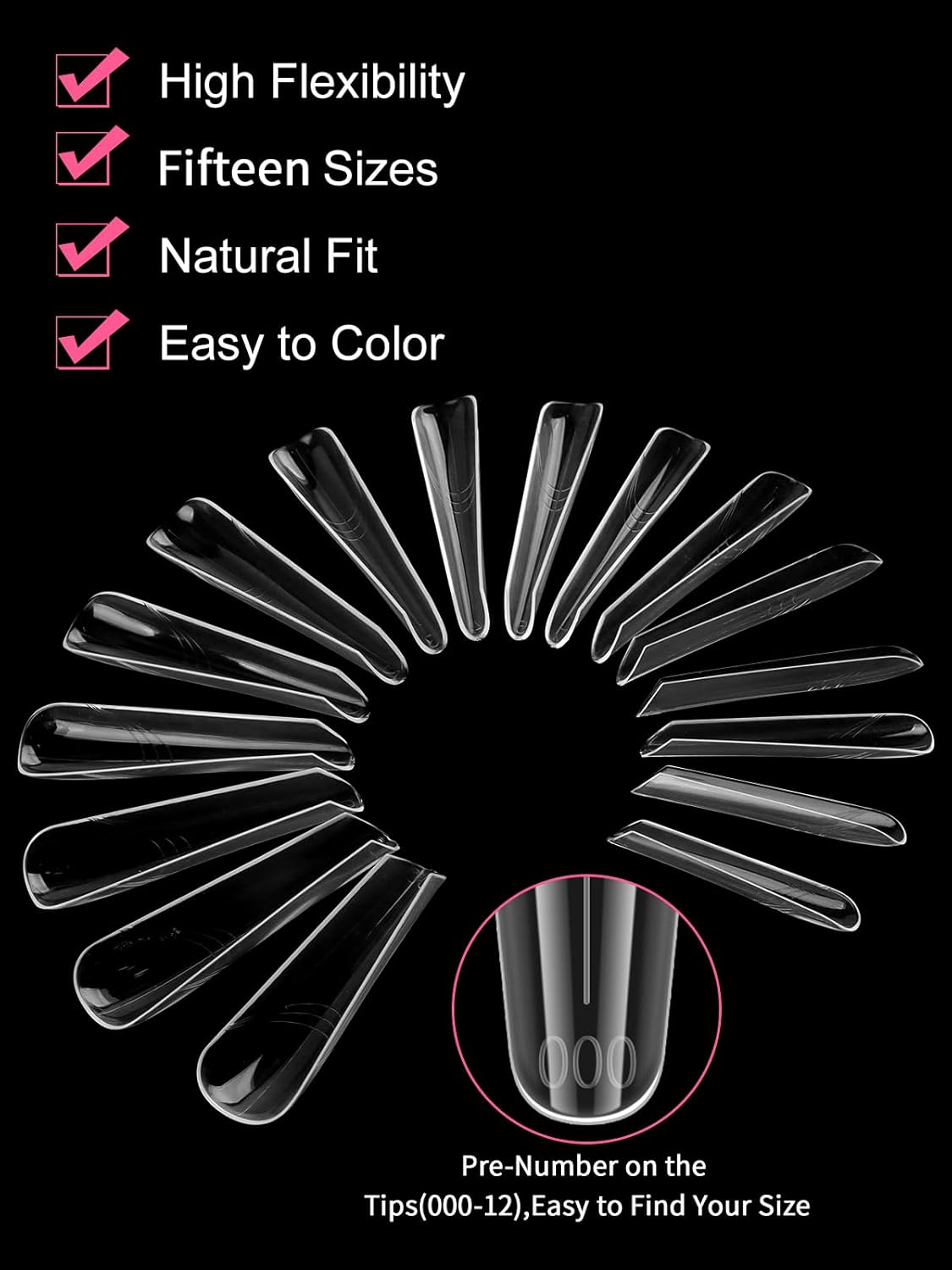 EBANKU Dual Nail Forms for Poly Extension Gel, 150 PCS Clear Coffin Nail Molds Reusable 15 Sizes Nail Extension Forms for Builder Gel Manicure Design Salon DIY-Velvo Beauty