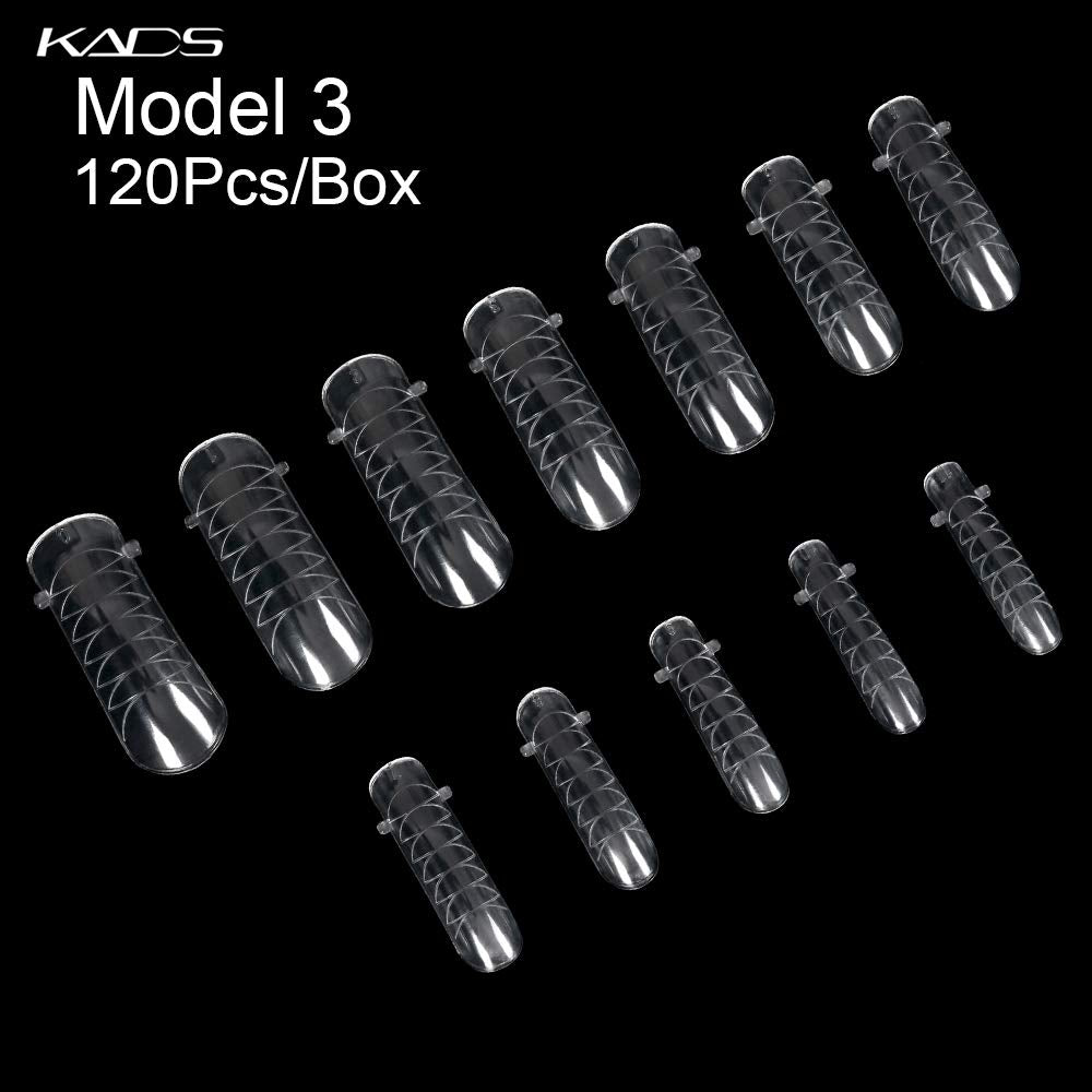KADS 120PCS Clear Full Cover Dual Nail System Form UV Gel Acrylic Nail Art Mold Artificial Nail Tips with Scale for Extension (MODEL 3)-Velvo Beauty