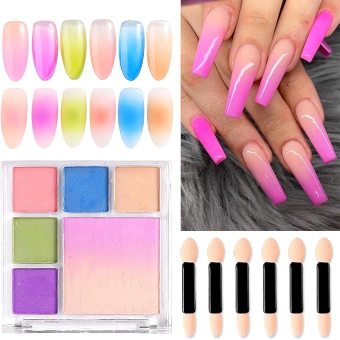 7 Colors Solid Fluorescent Neon Pigment Powder Set Gradient Iridescent Rainbow Palette Glitter Dust for Nail Art Gel Polish Mermaid Unicorn Rubbing Powder-Velvo Beauty