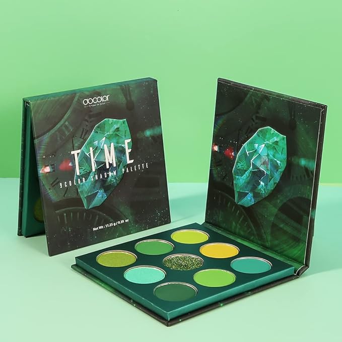 docolor Eyeshadow Palette 9 Colors Green Eyeshadow Gemstone Shadow Palette Highly Pigmented Mattes Shimmers Smokey Glitter Cream Colorful Powder Long Lasting Waterproof Makeup Palette-Velvo Beauty