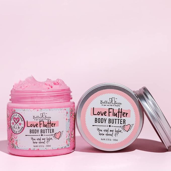Bella and Bear Love Flutter Body Butter, Hydrating Formula, Soften & Prevent Scars, Stretch Mark Cream, 6.7oz x 12 Bulk-Velvo Beauty