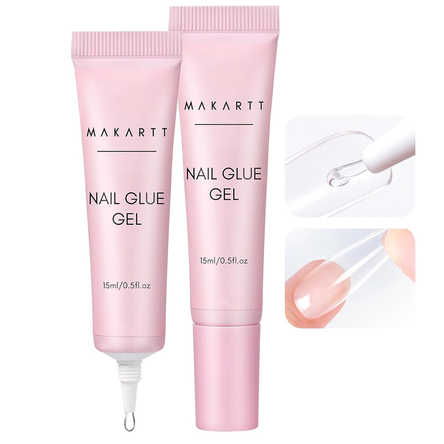 Makartt Gel Nail Glue for Press On Nails - 3D Gel Nail Art, 30ml Super Strong 3 in 1 Solid Nail Glue Gels for False Nail Tips, Long Lasting Manicure Bond, Curing Needed, Pack of 2-Velvo Beauty