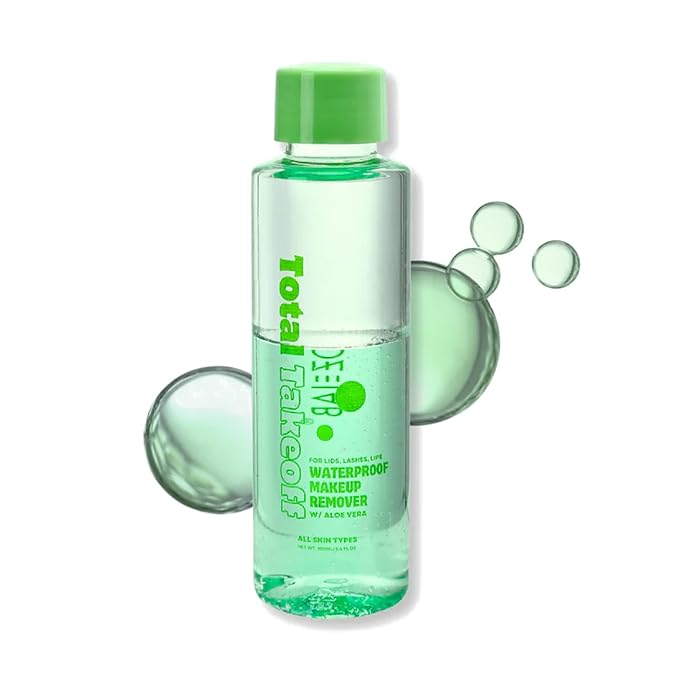 Total Takeoff Waterproof Makeup Remover – Dual-Phase Oil & Water Formula, Removes Eye & Lip Makeup, Gentle for Sensitive Skin, Aloe & Argan Oil, No-Rinse, 3.4 fl oz/100ml-Velvo Beauty