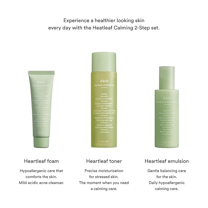 Abib Calming 2 Step Set with Cleanser I Heartleaf Calming Trio, All in One, Soothing Acne, Pimple, Mild Acidic for Senstive Skin, Irritated Skin-Velvo Beauty