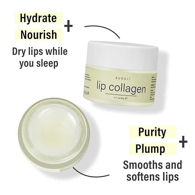 Lip Collagen + Peptide Complex, Collagen Lip Balm with Vitamins E, A -Lip Butter to Nourish & Hydrate Dry Cracked Lips, Moisturizing Lip Mask Overnight, Gentle exfoliating Lip Butter Balm-Velvo Beauty