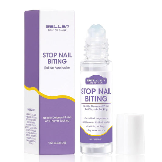 Gellen Nail Biting Treatment for Kids & Adults, Roll-On Stop Thumb Sucking Deterrent, 10ml Nail Biting Prevention, Quick Dry & Water-Resistant No Bite Nail Polish, Nail Care Solution-Velvo Beauty