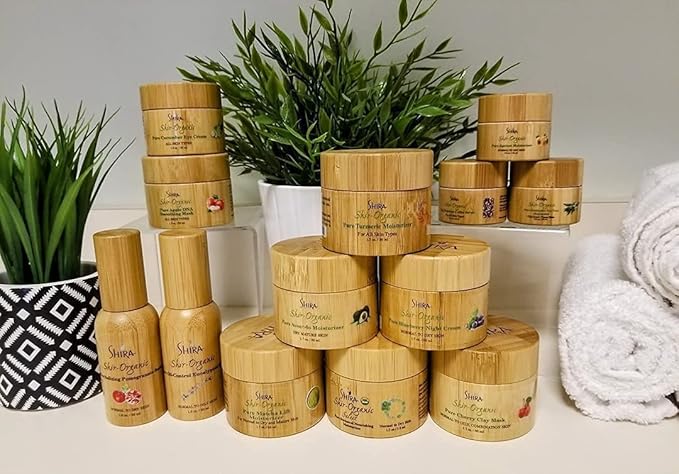 Shira Shir-Organic 4 pack for Normal to Dry Skin - Coconut Oatmeal Cleanser, Pomegranate Toner & Apricot Moisturizer & AHA Treatment Scrub-Velvo Beauty