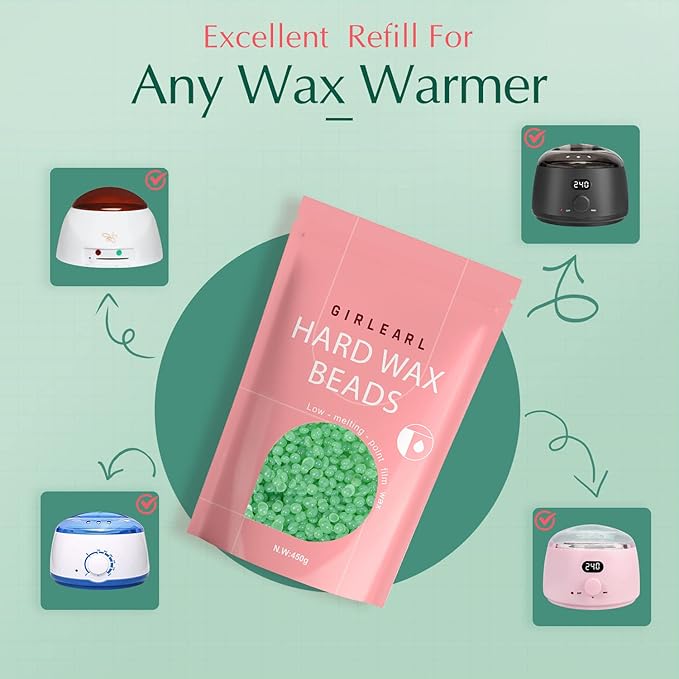 Wax Beads (1lb) for Hair Removal - Aloe Vera Formula, Perfect for Sensitive Skin, Eyebrow, Brazilian Bikini, Legs, Facial and Full Body Waxing at Home-Velvo Beauty