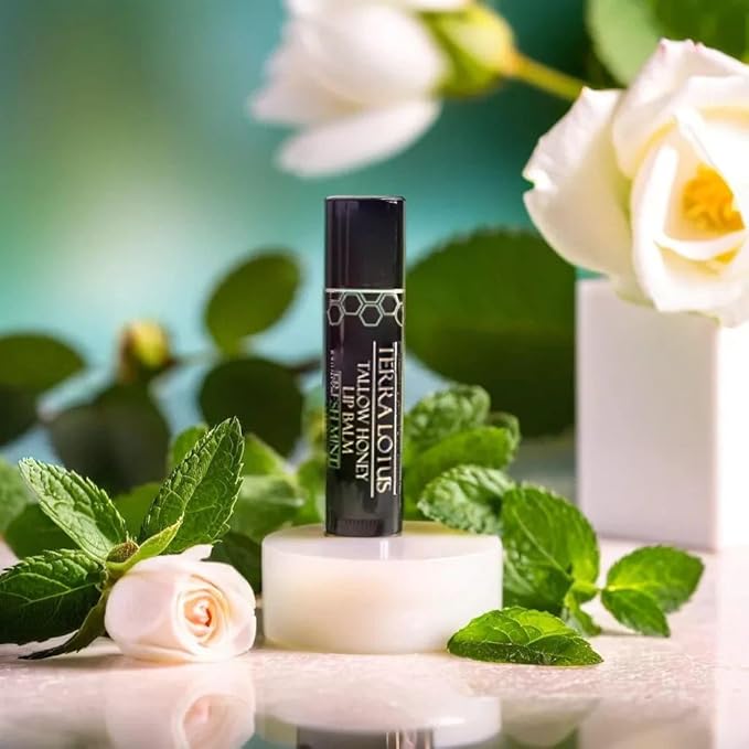 Tallow Lip Balm (3 Pack) - Hydrating With Organic Italian Olive Oil, Pure Grass Fed Tallow, and Beeswax - Long Lasting Lip Therapy (Mint)-Velvo Beauty