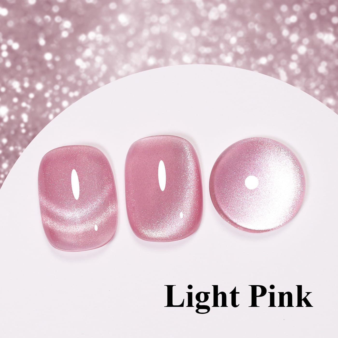 Imtiti Cat Eye Gel Nail Polish, Light Pink Holographic Magnetic Crystal Nail Gel Polish With Magnet Glittery Galaxy Spring Summer Kit Soak Off UV Led 10ML-Velvo Beauty