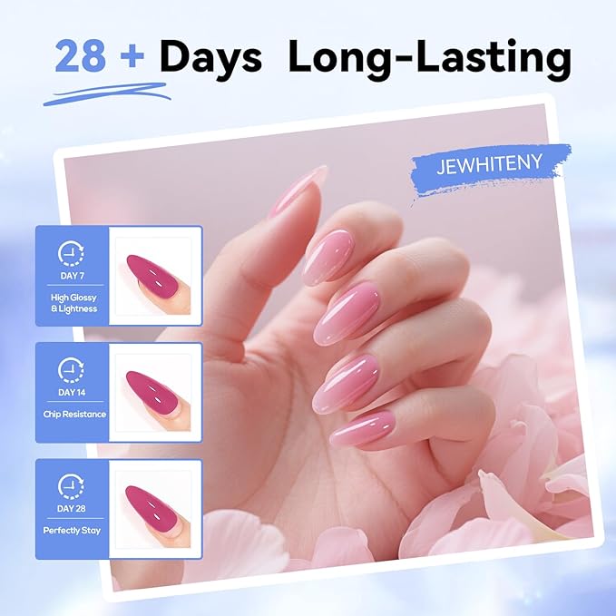 JEWHITENY 28 Colors Poly Nail Gel Set - 15ml Nude Pink Brown Black Grey Blue Yellow Tones for French Manicure DIY Nail Art Salon & Home Use Holiday Gift-Velvo Beauty