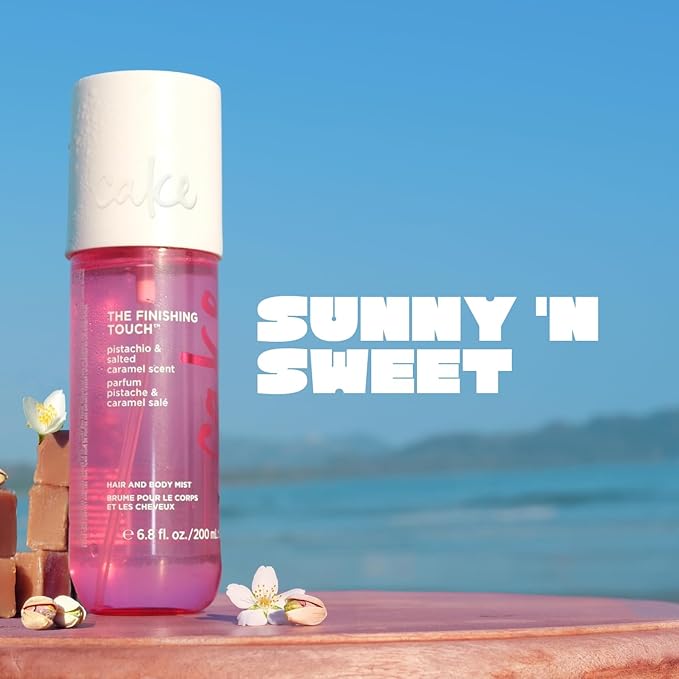 Cake Beauty Hair & Body Mist, The Finishing Touch - Pistachio & Salted Caramel Scent - Infused with Vitamin E & Argan Oil - For All Skin & Hair Types - 6.8 Fl Oz / 200 mL-Velvo Beauty