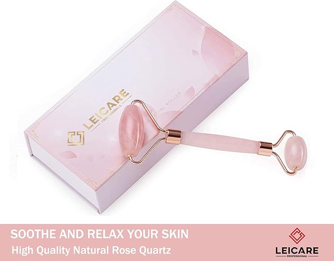 Jade Roller for Face - Rose Quartz Face Roller Skin Care - Stone Facial Roller, Face Massager for Women, Relieve Stress, Remove Wrinkles Eye Puffiness-Velvo Beauty