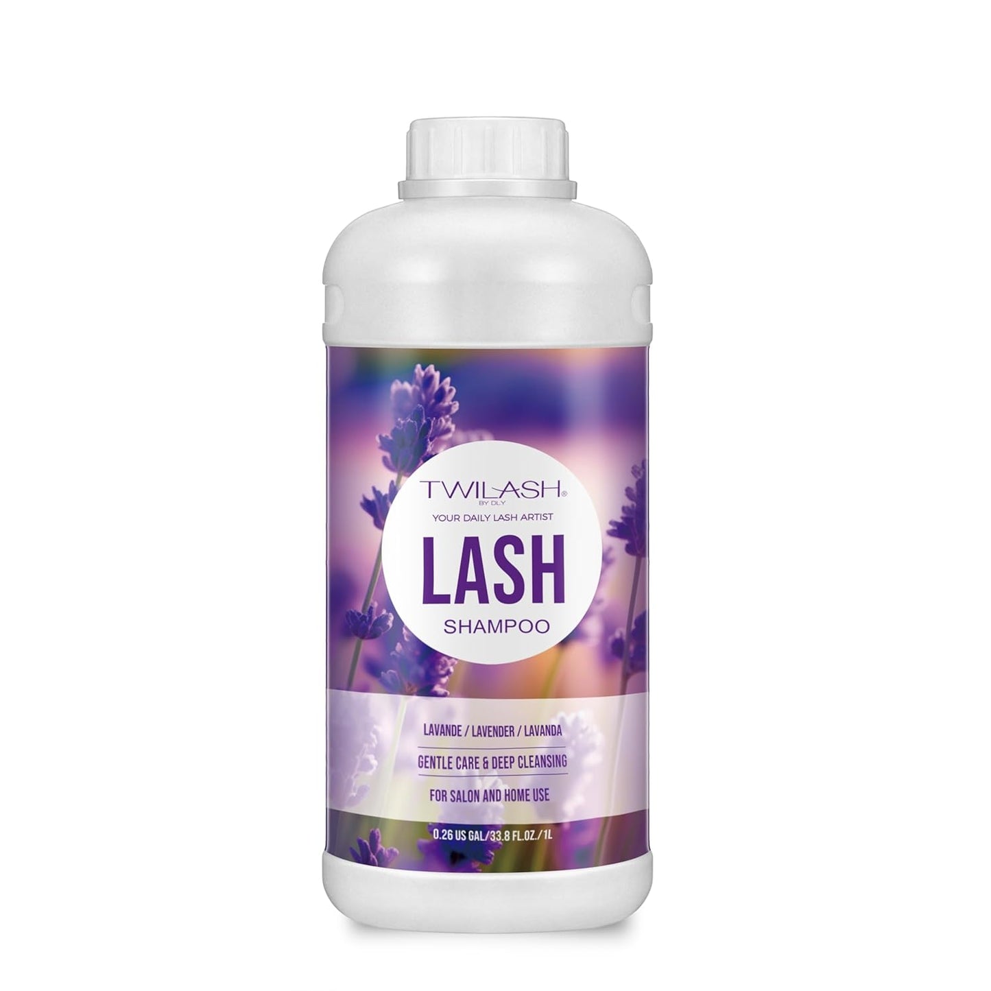 Lash Shampoo Bulk, Eyelash Cleanser for Extensions 1 Liters, Safe Makeup Remover, Non-irritating or Burning Formula Eyelid Foaming Cleanser for Professional Salon and Home Use (Lavender-1L)-Velvo Beauty