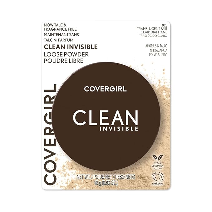 COVERGIRL Clean Invisible Loose Powder - Loose Powder, Setting Powder, Vegan Formula - Translucent Fair, 20g (0.7 oz) (Pack of 2)-Velvo Beauty