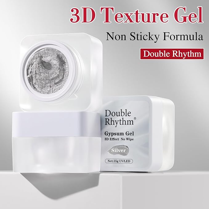 Double Rhythm 3D Nail Gel Solid Sculpting Gel for Nail Art Non-Sticky Hard Gel for Building Carving Molding Nail Extension Soak Off UV/LED Salon Home DIY 0.5 Oz (Gypsum Silver Gray)-Velvo Beauty