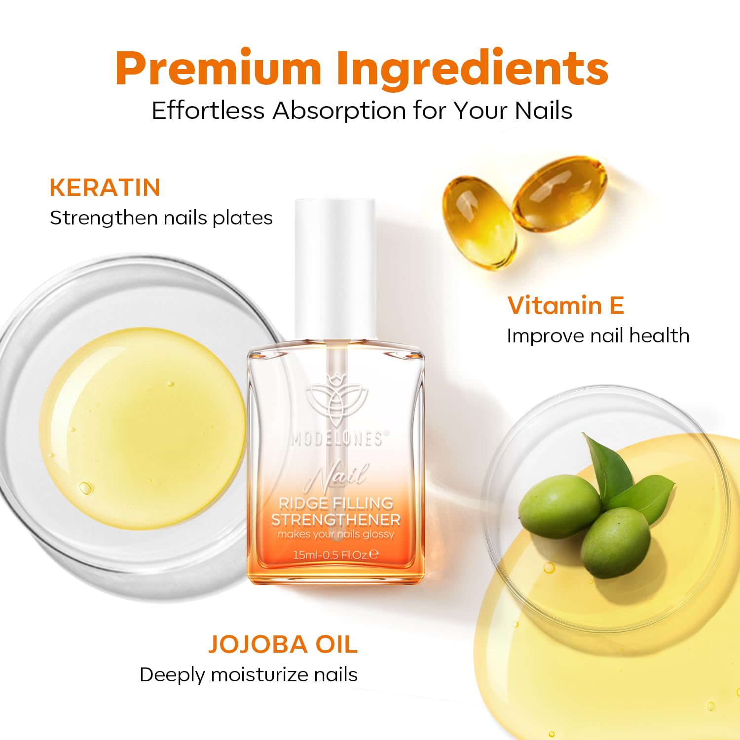 modelones Nail Strengthener Clear Nail Polish Repair for Damaged Nail Hardener Extra Strong and Growth Crystal Clear 15ml-Velvo Beauty