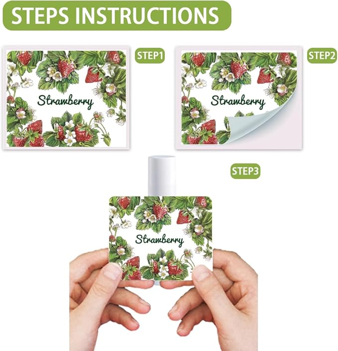 OLYCRAFT 100Pcs Self-Adhesive Lip Balm Tag Stickers 2.1x1.7 inch Waterproof Adhesive Label with Strawberry Rectangle Lipstick Tag Sticker for Lip Balm Container Tubes Lipstick Wrapping Decoration-Velvo Beauty