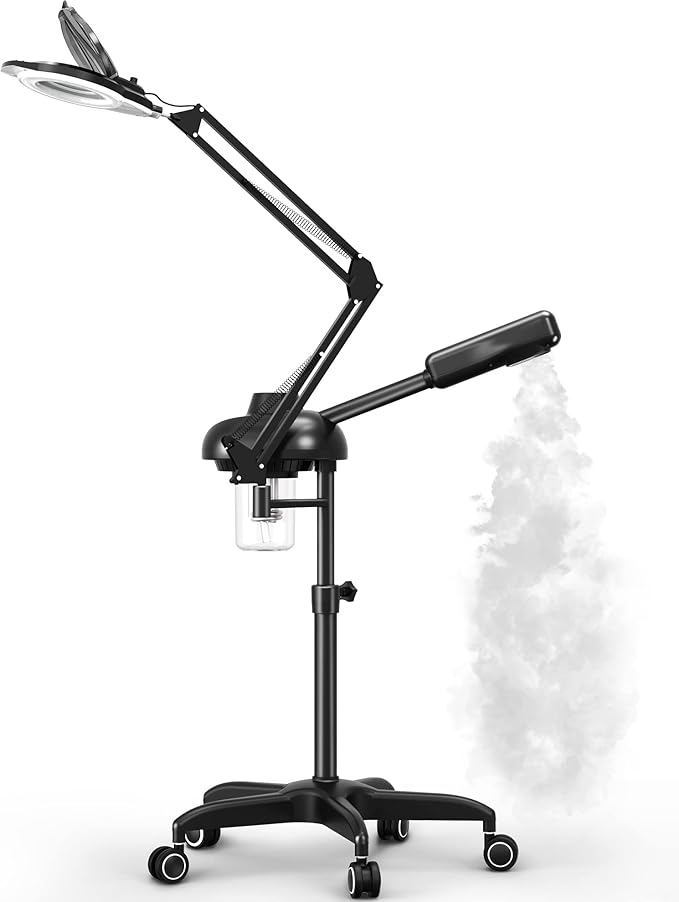 TASALON 2-in-1 Professional Facial Steamer, Hot Ozone Face Steamer for Facial with 5X Magnifying Lamp, Esthetician Steamer for Salon Beauty and Spa Shop, Skin Care Equipment with New Upgrade Wheels-Velvo Beauty