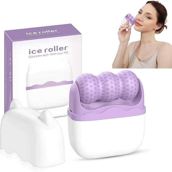 Ice Roller for Face Women - 2 in 1 Facial Ice Roller for Face & Eye Puffiness Relief, Gua Sha Facial Tools for Massage, Body Minor Cold Compress-Velvo Beauty