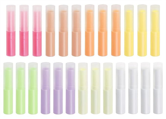 0.14oz Empty Flavored Lip Balm Container Tubes Plastic Homemade Moisturizing Lip Stick with Caps Bulk Fit for Women Adult DIY Making Supplies, 25 Count (Multicolor)-Velvo Beauty