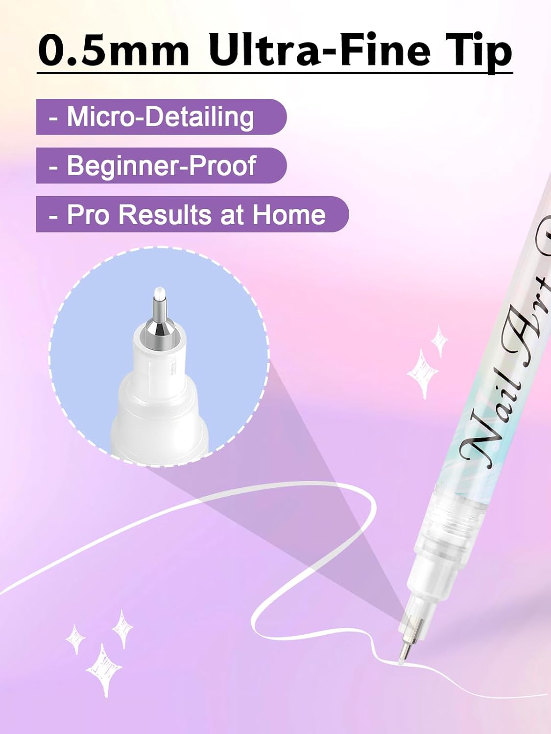 1 PCS White Nail Art Polish Pens, Kalolary 0.5mm Nail Art Markers Nail Point Graffiti Dotting Pen Drawing Painting Liner Brush for DIY Nail Art Beauty Adorn Manicure Tools-Velvo Beauty