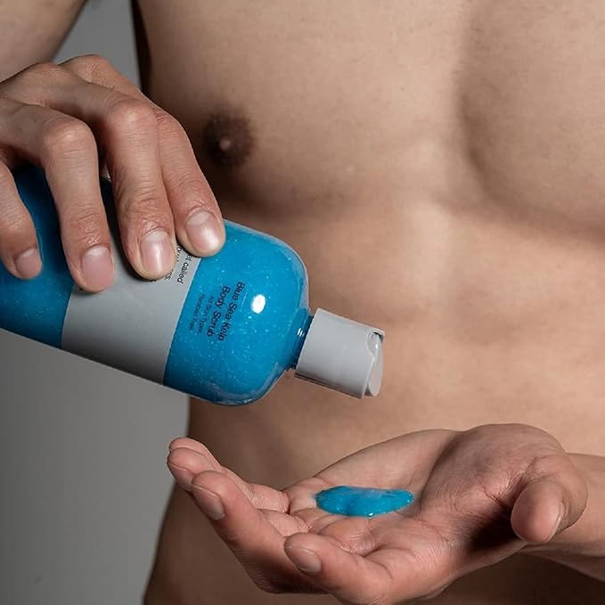 Anthony Exfoliating Body Scrub – Sea Salt, Vitamin C, And Aloe Vera Deep Cleans, Smooths Rough Patches & Soothes and Protects Skin – Blue Sea Kelp Body Wash 3.4 Fl Oz-Velvo Beauty