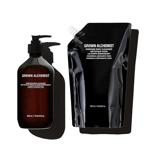 Grown Alchemist Energize Body Cleanser Set (500 ml) + Refill (1L)-Velvo Beauty