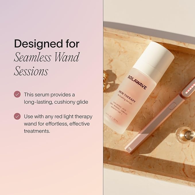 Solawave Wand Skin Therapy Activating Serum | Hyaluronic Acid and Peptides | Enhance Skincare Device Results | Hydrating Microcurrent Galvanic Current | Wrinkle Smoothing-Velvo Beauty