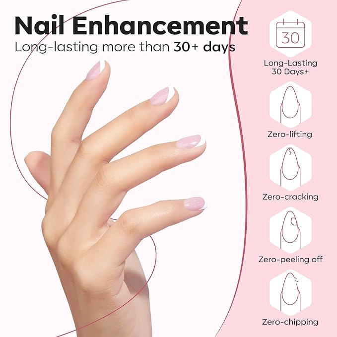 modelones Builder Nail Gel, 8-in-One Nude Pink Glitter Builder, Rainbow Iridescent Shimmer Nail Gel Polish, Jelly Pink Sparkle LED Lamp Cured Hard Rubber Color Base for Home DIY Salon Girls-Velvo Beauty