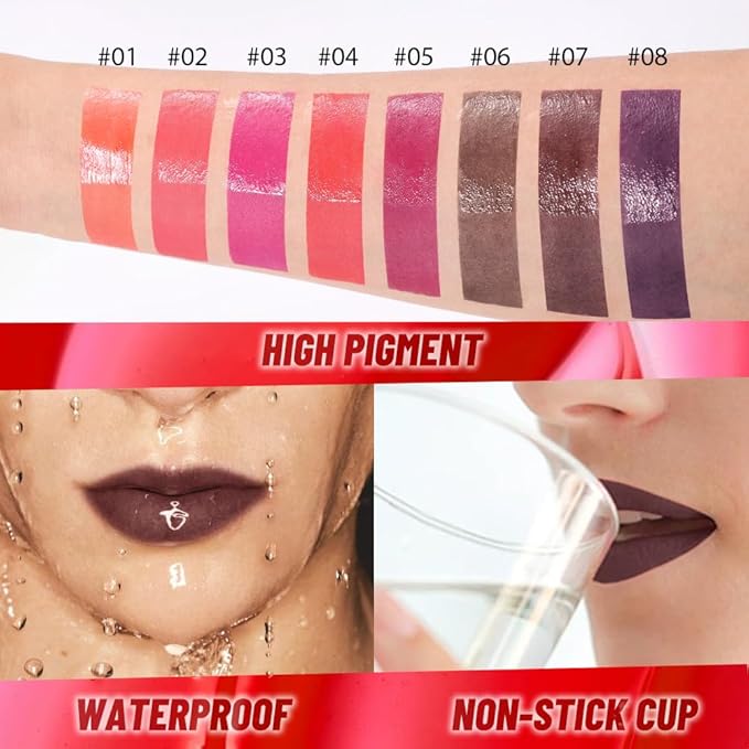Maroon Lip Stain Peel Off Lip Gloss oil Dual-Ended Combo, Lips Liner Stain Peel Off Tattoo, Long Lasting & Waterproof, Transfer-Proof Lip Tint Stain with Lip oil for All Skin Type 07#-Velvo Beauty